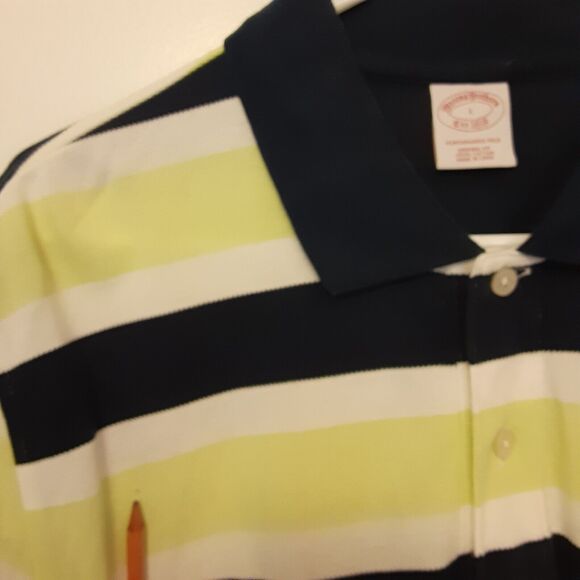 Brooks Brothers Performance Polo Men's L Original Fit Shirt Blue Green Stripes - Picture 6 of 9